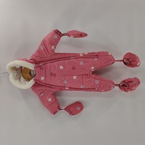 Mayoral infant size 2 to 4 months pink floral with hood easy in and off